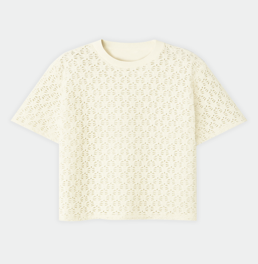 T-shirt Ajouré – Blanc Mirage
