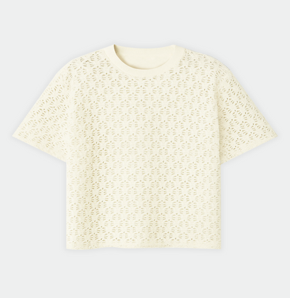 T-shirt Ajouré – Blanc Mirage