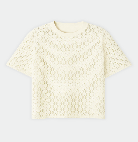 T-shirt Ajouré – Blanc Mirage