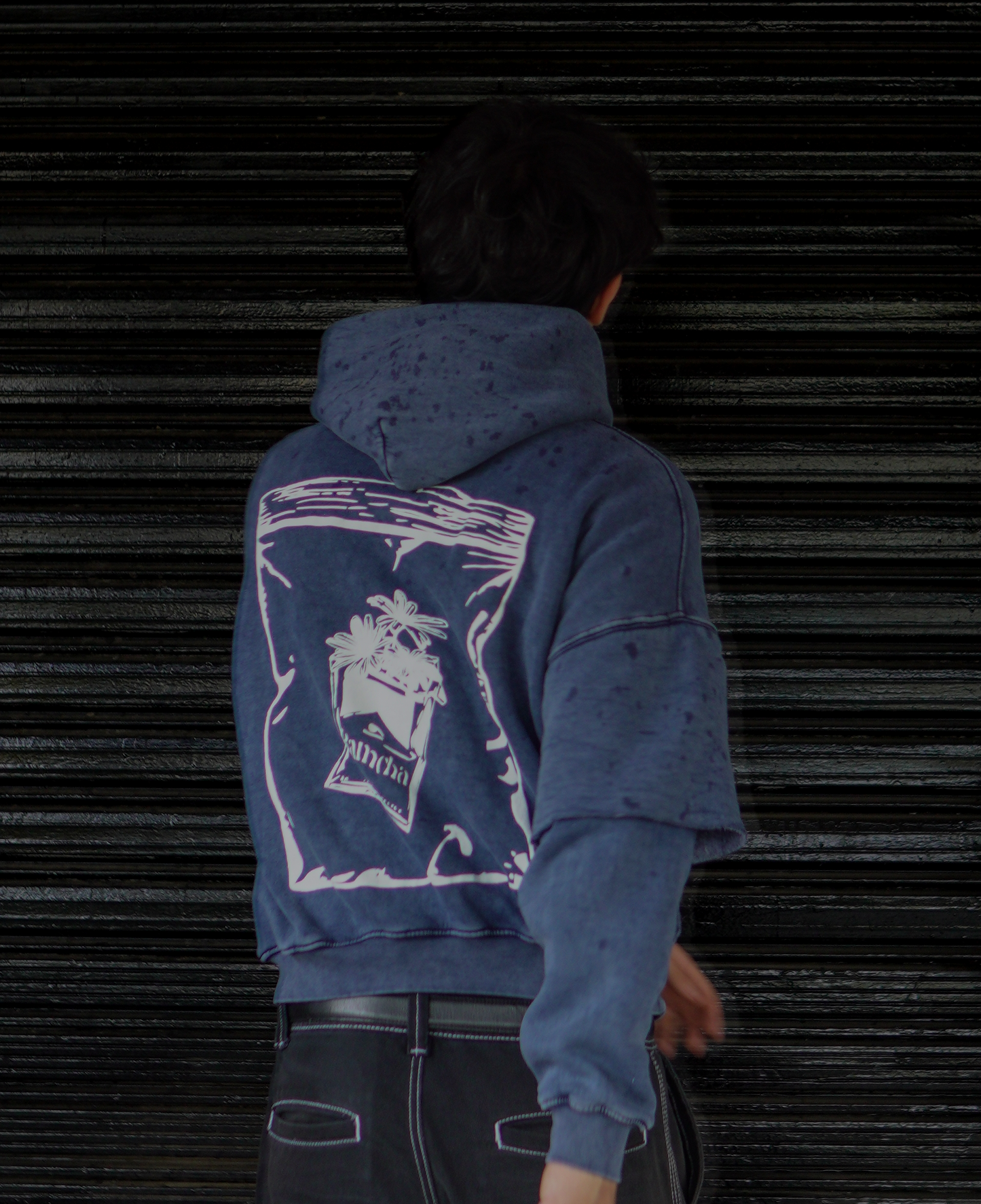 bleu washed Hoodie